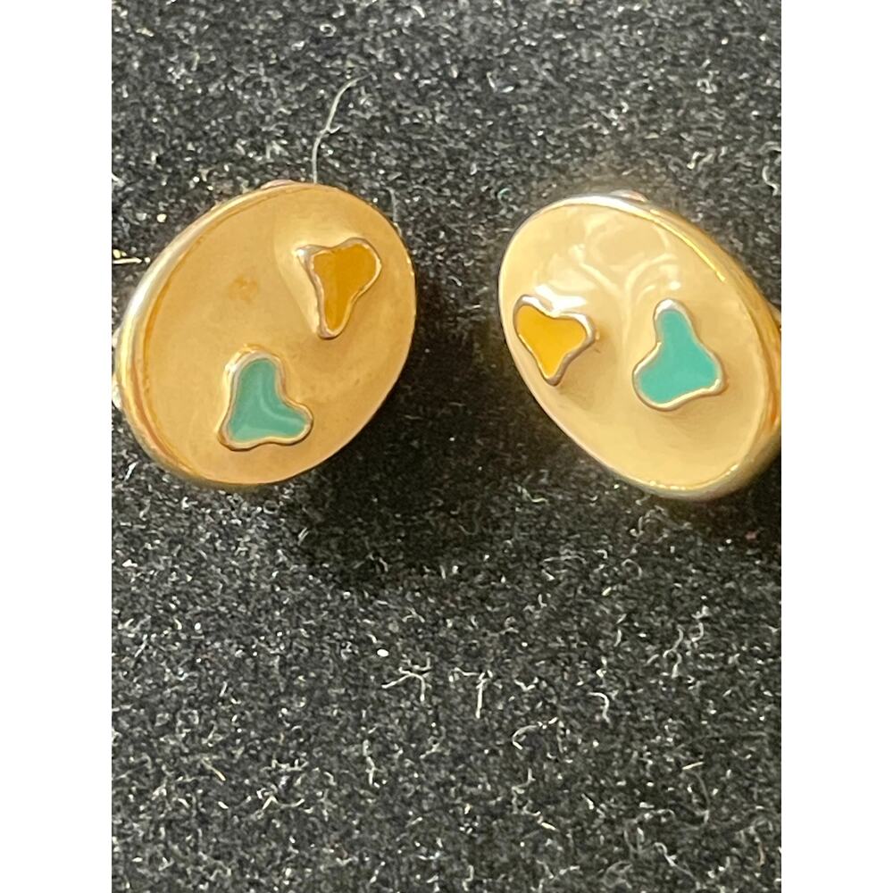 vintage ART brand enamel clip on earrings